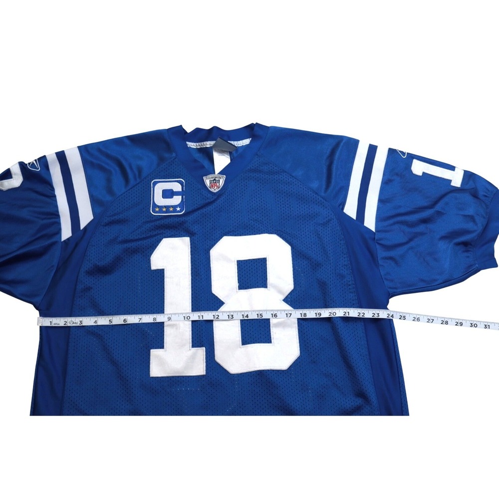 Reebok Peyton Manning Indianapolis Colts NFL Jersey Blue 18 Captain Patch Sz 54 - Picture 5 of 9